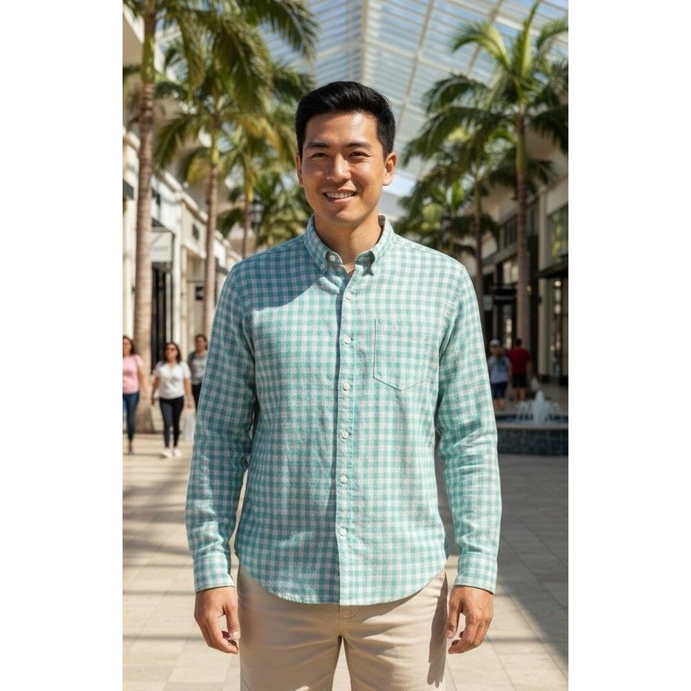 Bonobos NEW mens button up slim fit cotton shirt checked 100% cotton size Large